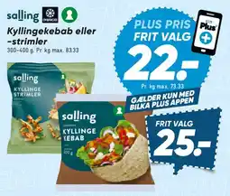 Bilka salling kyllingekebab eller -strimler tilbud
