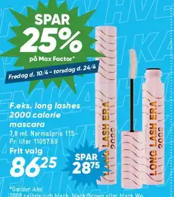 Bilka Max Factor mascara (Long Lashes / 2000 Calorie) tilbud
