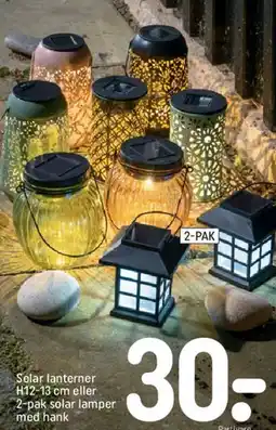 REMA 1000 Solar lanterner / 2-pak solar lamper med hank tilbud