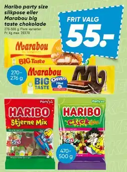 Bilka Haribo party size eller Marabou Big Taste tilbud