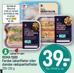 REMA 1000 Ferske laksefileter eller danske rødspættefileter tilbud