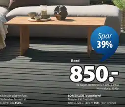 JYSK LOFSDALEN loungebord tilbud