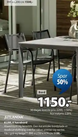 JYSK JUTLANDIA KUMLA havebord tilbud