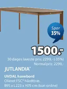 JYSK JUTLANDIA UVDAL havebord tilbud