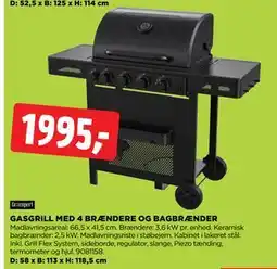 jem & fix GASGRILL MED 4 BRÆNDERE OG BAGBRÆNDER tilbud