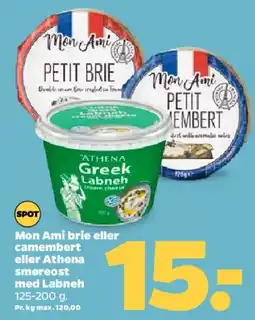 Netto Mon Ami petit brie / camembert / Athena smøreost tilbud