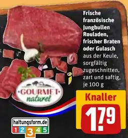 REWE DE Frische französische Jungbullen Rouladen, frischer Braten oder Gulasch tilbud