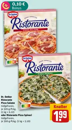 REWE DE Dr. Oetker Ristorante Pizza Salame oder Ristorante Pizza Spinaci tilbud