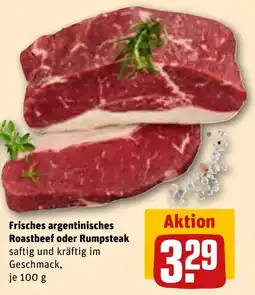 REWE DE Frisches argentinisches Roastbeef oder Rumpsteak tilbud