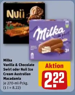 REWE DE Milka Vanilla & Chocolate Swirl oder Nuii Ice Cream Australian Macadamia tilbud