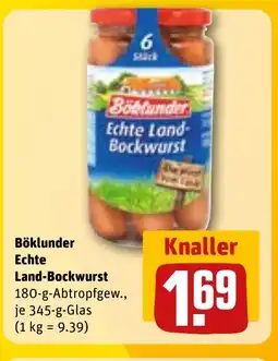 REWE DE Böblunder Echte Land- Bockwurst tilbud