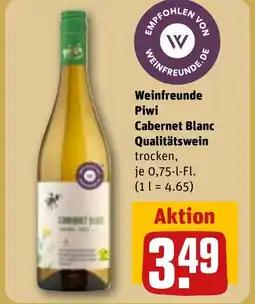 REWE DE Weinfreunde Piwi Cabernet Blanc Qualitätswein tilbud