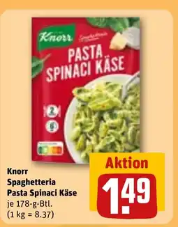 REWE DE Knorr Spaghetteria Pasta Spinaci Käse tilbud