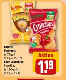 REWE DE Lorenz Pommels oder Crunchips tilbud