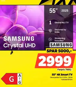 Power SAMSUNG 55" 4K Smart TV TU55U8075FUXX tilbud