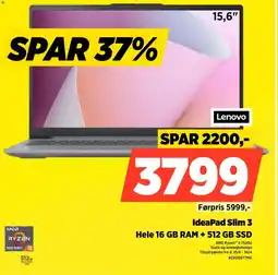 Power Lenovo IdeaPad Slim 3 82XQ00T7MX tilbud