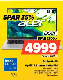 Power Acer Aspire Go 15 NXJRREDO05 tilbud