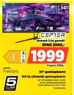 Power CEPTER 34" gamingskærm C34ATILIUSX tilbud