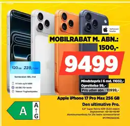 Power Apple iPhone 17 Pro Max 256 GB IP17PM256GDBL tilbud