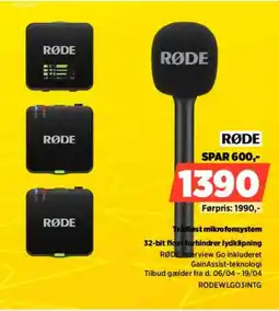 Power RØDE Trådløst mikrofonsystem RODEWLGO3INTG tilbud