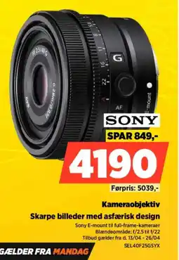 Power SONY Kameraobjektiv SEL40F25GSYX tilbud