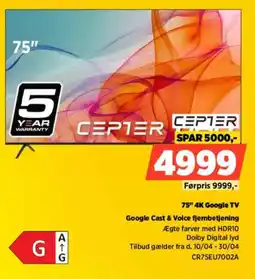 Power CEPTER 75" 4K Google TV CR75EU7002A tilbud