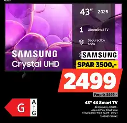 Power SAMSUNG 43" 4K Smart TV TU43U8075FUXX tilbud