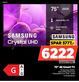 Power SAMSUNG 75" 4K Smart TV TU75U8075FUXX tilbud
