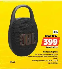 Power JBL Bluetooth-højttaler JBLCLIP5BLK tilbud