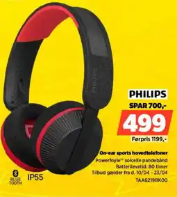 Power PHILIPS On-ear sports hovedtelefoner TAA6219BKOO tilbud