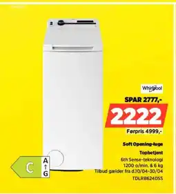 Power Whirlpool Topbetjent TDLRB6240SS tilbud