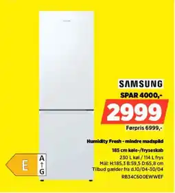 Power SAMSUNG 185 cm køle-/fryseskab RB34C600EWWEF tilbud