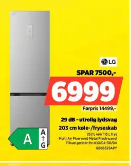 Power LG 203 cm køle-/fryseskab GBBS525APY tilbud