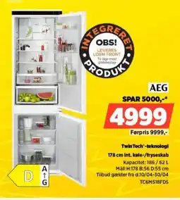 Power AEG 178 cm int. køle-/fryseskab TC6MS18FDS tilbud