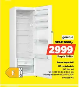 Power Gorenje 185 cm køleskab RP619EEW5 tilbud