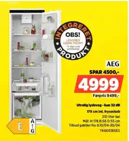Power AEG 178 cm int. fryseskab TK6DS18XES tilbud