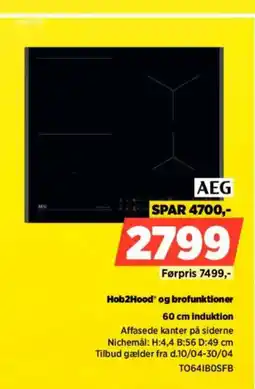 Power AEG 60 cm induktion TO64IBOSFB tilbud