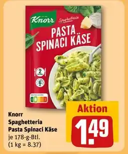 REWE DE Knorr Spaghetteria Pasta Spinaci Käse, EUR 1.49 tilbud