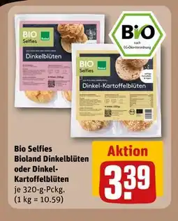 REWE DE Bio Selfies Bioland Dinkelblüten oder Dinkel-Kartoffelblüten, EUR 3.39 tilbud