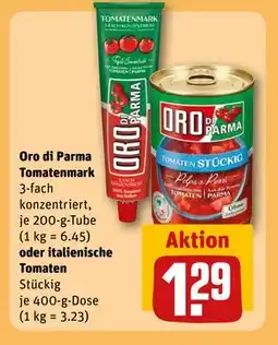 REWE DE Oro di Parma Tomatenmark Oder italienische Tomaten, EUR 1.29 tilbud