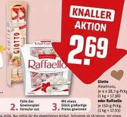 REWE DE Giotto Haselnuss, oder Raffaello, EUR 2.69 tilbud