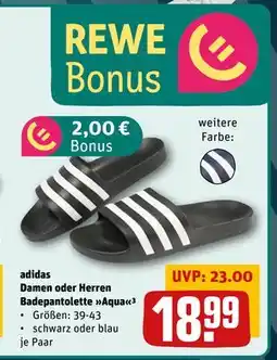 REWE DE adidas Damen oder Herren Badepantolette Aqua³, EUR 18.99 tilbud