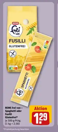 REWE DE REWE frei von – Spaghetti oder Fusilli Glutenfrei, EUR 1.29 tilbud
