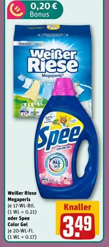 REWE DE Weißer Riese Megaperls oder Spee Color Gel, EUR 3.49 tilbud