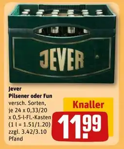REWE DE Jever Pilsener oder Fun, EUR 11.99 tilbud