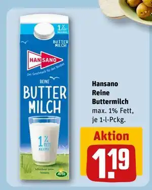 REWE DE Hansano Reine Buttermilch, EUR 1.19 tilbud