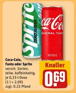 REWE DE Coca-Cola, Fanta oder Sprite, EUR 0.69 tilbud
