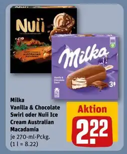 REWE DE Milka Vanilla & Chocolate Swirl oder Nuii Ice Cream Australian Macadamia, EUR 2.22 tilbud
