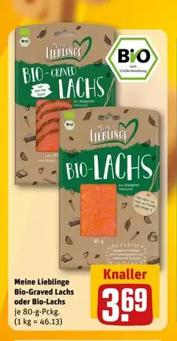 REWE DE Meine Lieblinge Bio-Graved Lachs oder Bio-Lachs, EUR 3.69 tilbud
