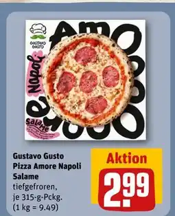REWE DE Gustavo Gusto Pizza Amore Napoli Salame, EUR 2.99 tilbud